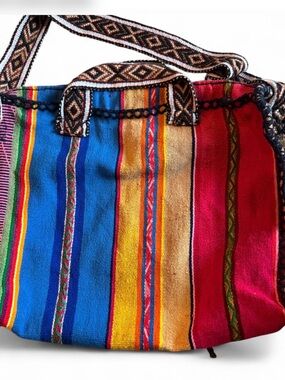 Peruvian Extra Large Handwoven Striped Multi-Color Bag